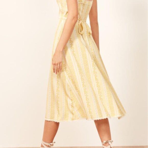 NWOT Reformation Sandalwood Midi Clara Dress, Floral, Button Front, Tie - 8 - Picture 6 of 9